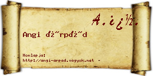Angi Árpád névjegykártya